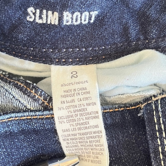 American Eagle Sz 2 SHORT low rise dark wash slim boot jeans vintage 2012 - Picture 4 of 5